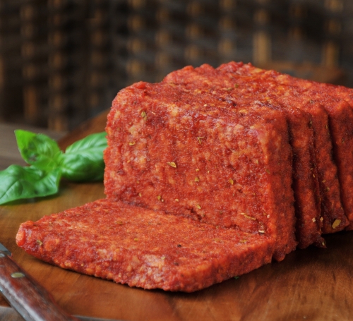 Traditional beef slice sausage cut a little thicker with an italian herb coating.