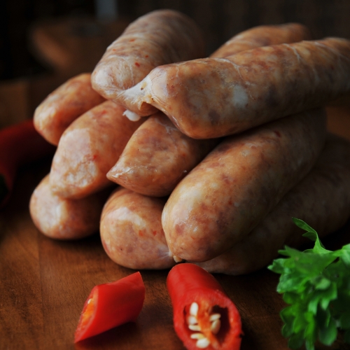 Our own make pork sausage with a sweet chili flavour!!!