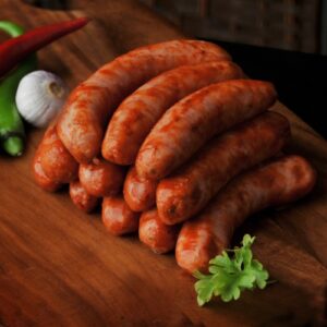 Pork links with a hot and spicy coating.