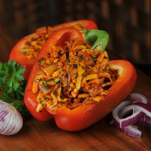 Fresh stuffed capsicum peppers.