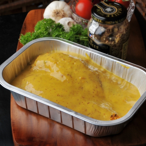 2 juicy supremes of chicken in a refined mustard sauce harmonised with pure honey. 2 juicy supremes of chicken in a refined mustard sauce harmonised with pure honey.